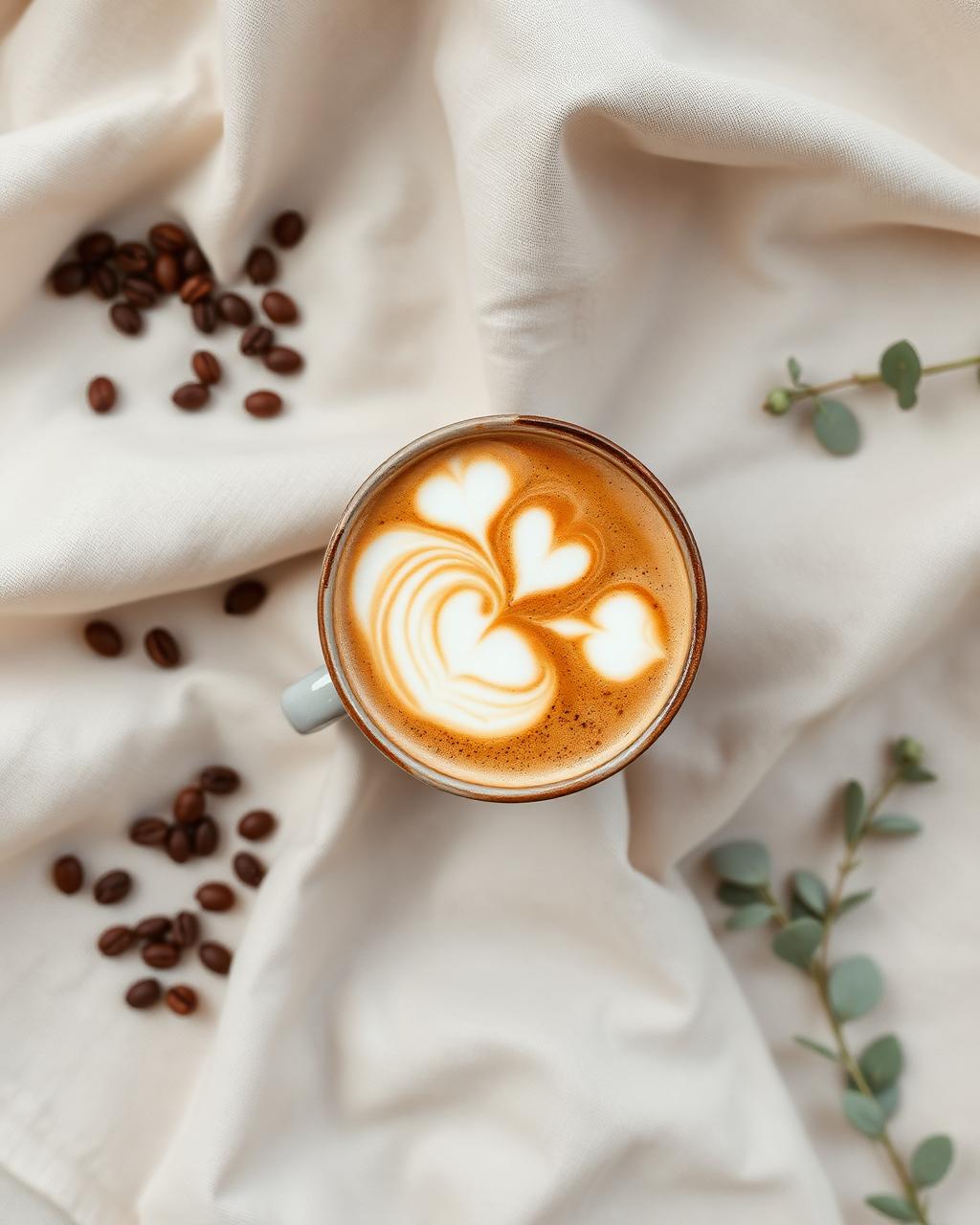 Latte art in a ceramic cup