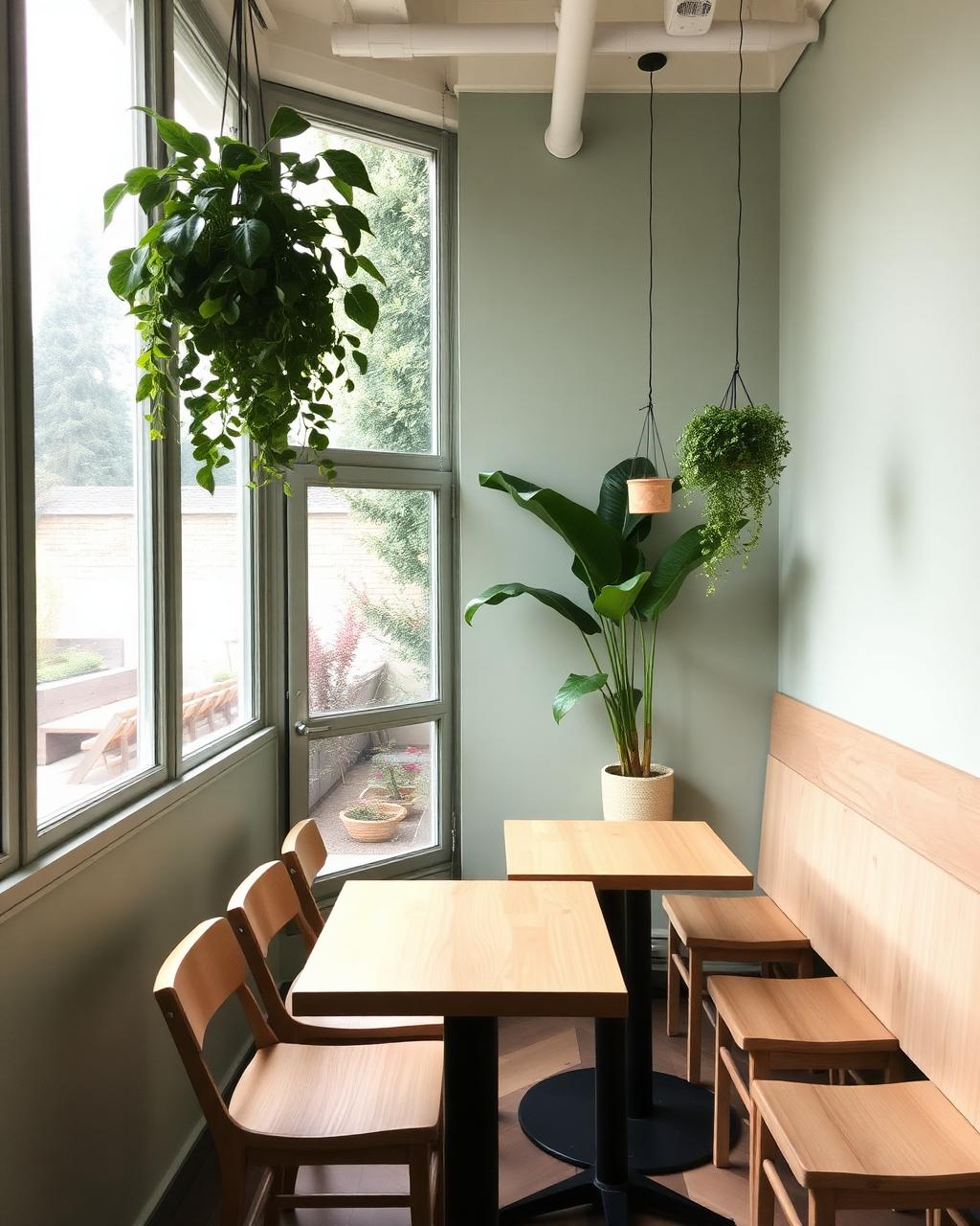 Greenery-filled café interior