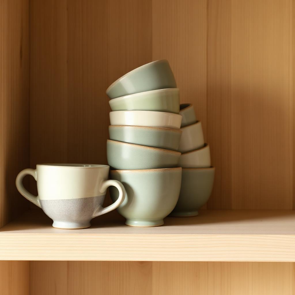 Stack of handmade ceramic cups
